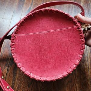American Eagle Red Aeo Whip Stitch Crossbody Bag Leather